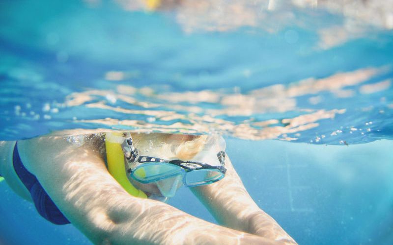 A swimmer in salt water pool.
