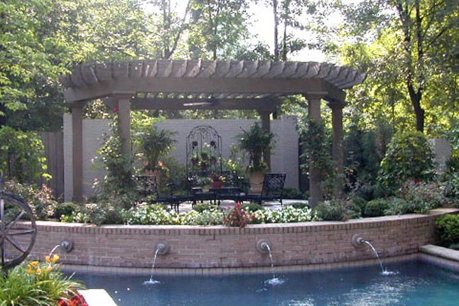 A beautiful water fountain design that ties in with the landscaping.