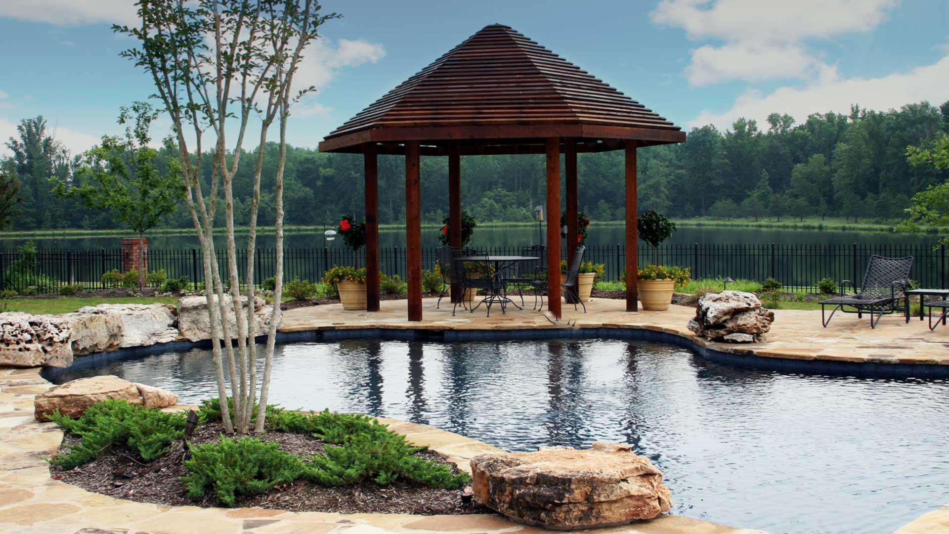 pool and gazebo installation