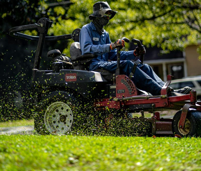 Commercial zero-turn lawn mower.